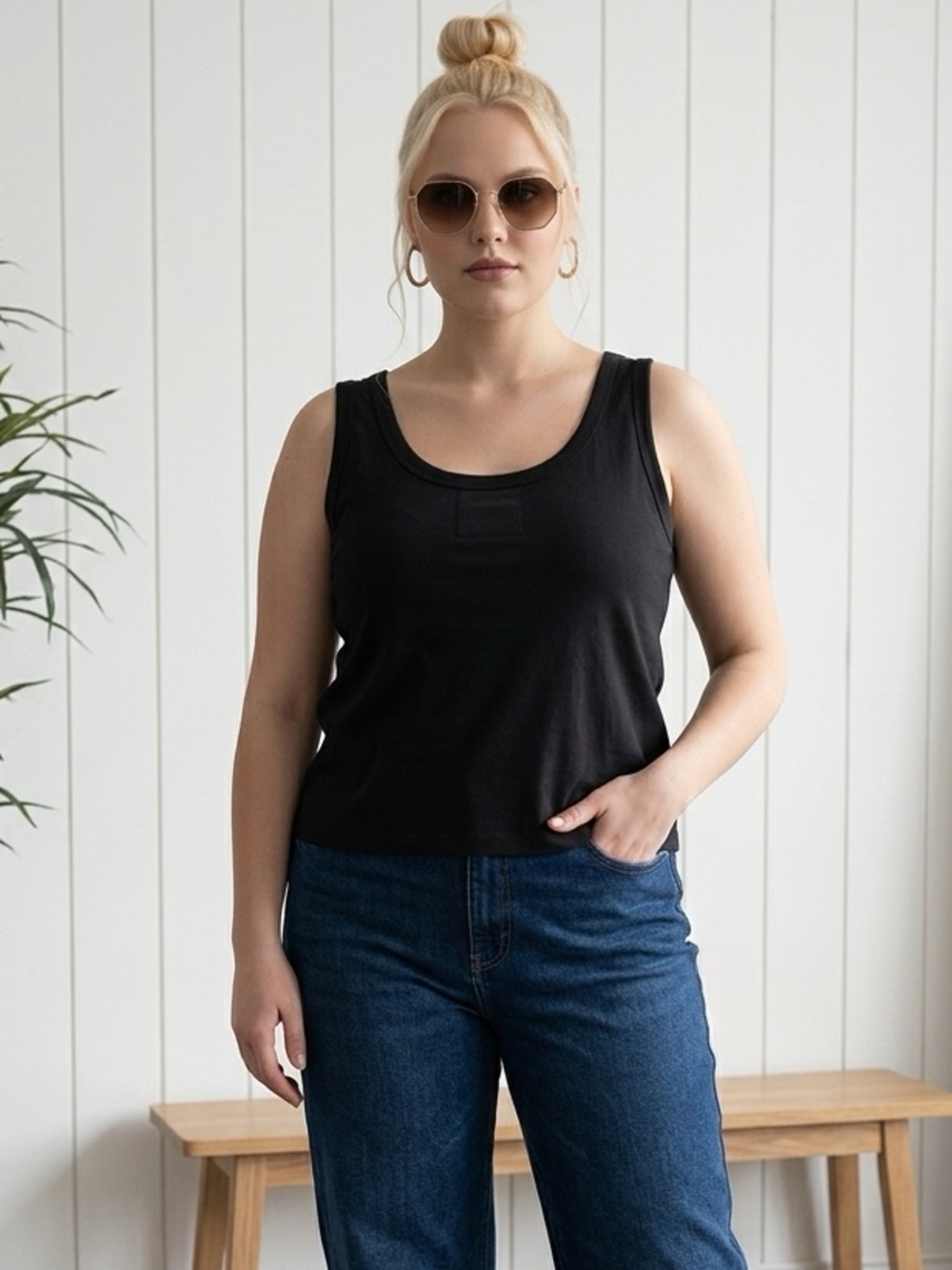 NWT Universal Thread Plus Size Black Ribbed Tank Top Layering Piece - Size 3XL